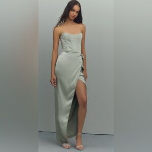 V. Chapman June Corset Jacquard Front-Slit Gown